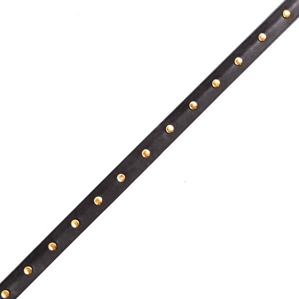 Black Faux Leather Trim with Gold Studs - 0.75"