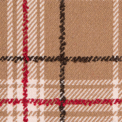 Red/Beige Plaid Wool Twill and Solid Felt Double Cloth - Detail