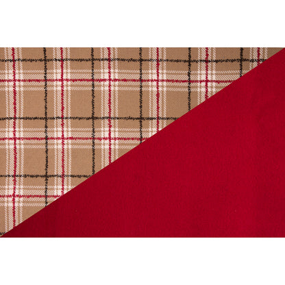 Red/Beige Plaid Wool Twill and Solid Felt Double Cloth - Full