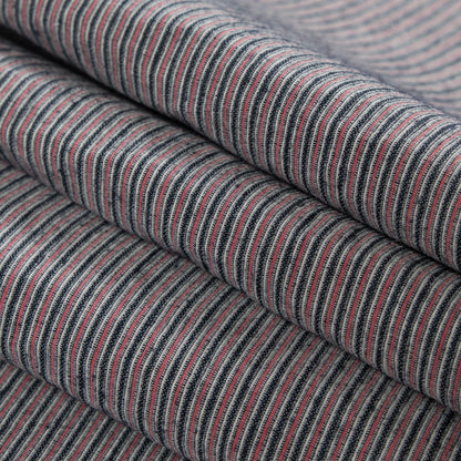 Red/Black/White Raised Stripes on a Stretch Cotton Woven - Folded