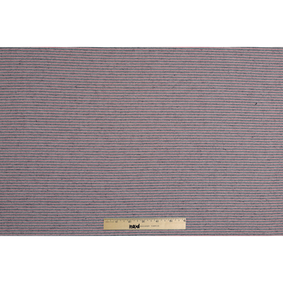Red/Black/White Raised Stripes on a Stretch Cotton Woven - Full
