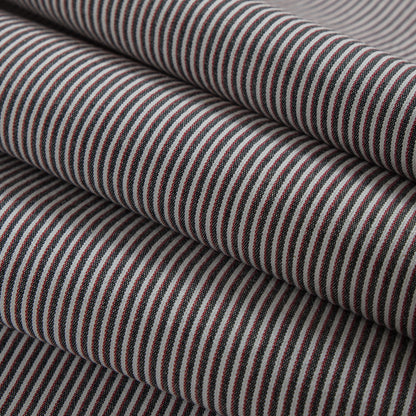 Red/Black/White Raised Shadow Stripes on Stretch Cotton Woven Folded