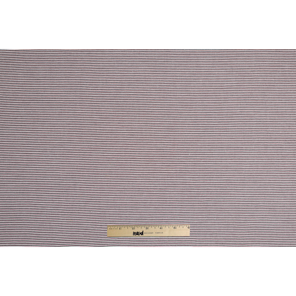 Red/Black/White Raised Shadow Stripes on Stretch Cotton Woven Full