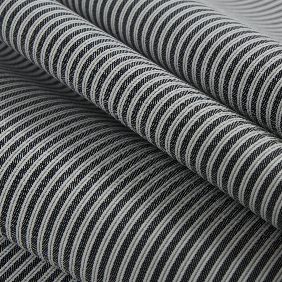 Black/White/Gray Striped Stretch Cotton Woven Folded