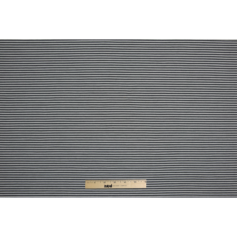 Black/White/Gray Striped Stretch Cotton Woven Full