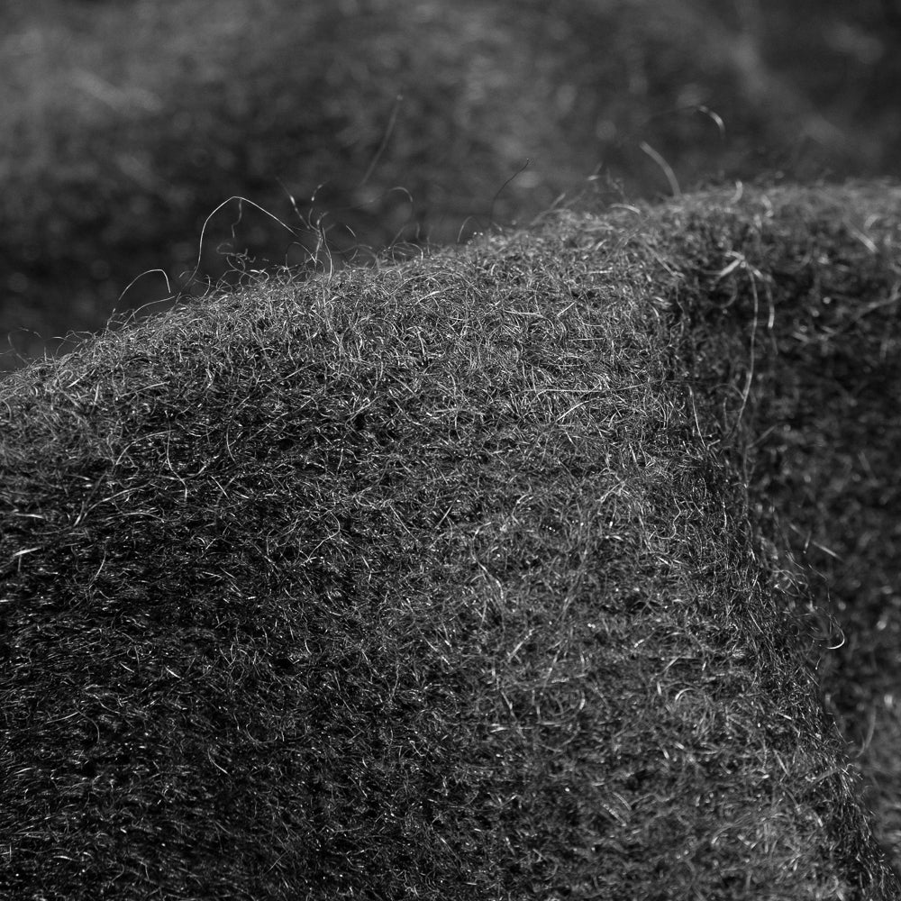 Black Faux Mohair Wool Knit Detail