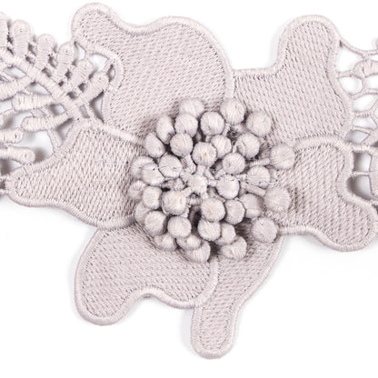 Gray 3D Floral Lace Trim - 3.5 - Detail