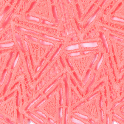 Neon Coral Geometric Venise Lace Trim - 3.25" Detail