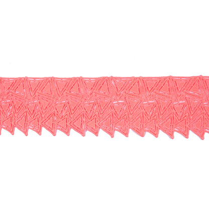 Neon Coral Geometric Venise Lace Trim - 3.25"