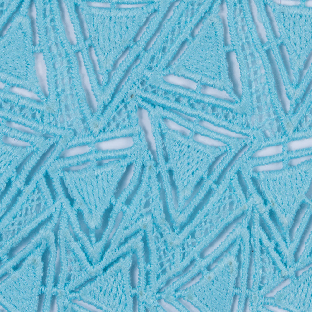 Light Turquoise Geometric Venise Lace Trim - 3.25" Detail