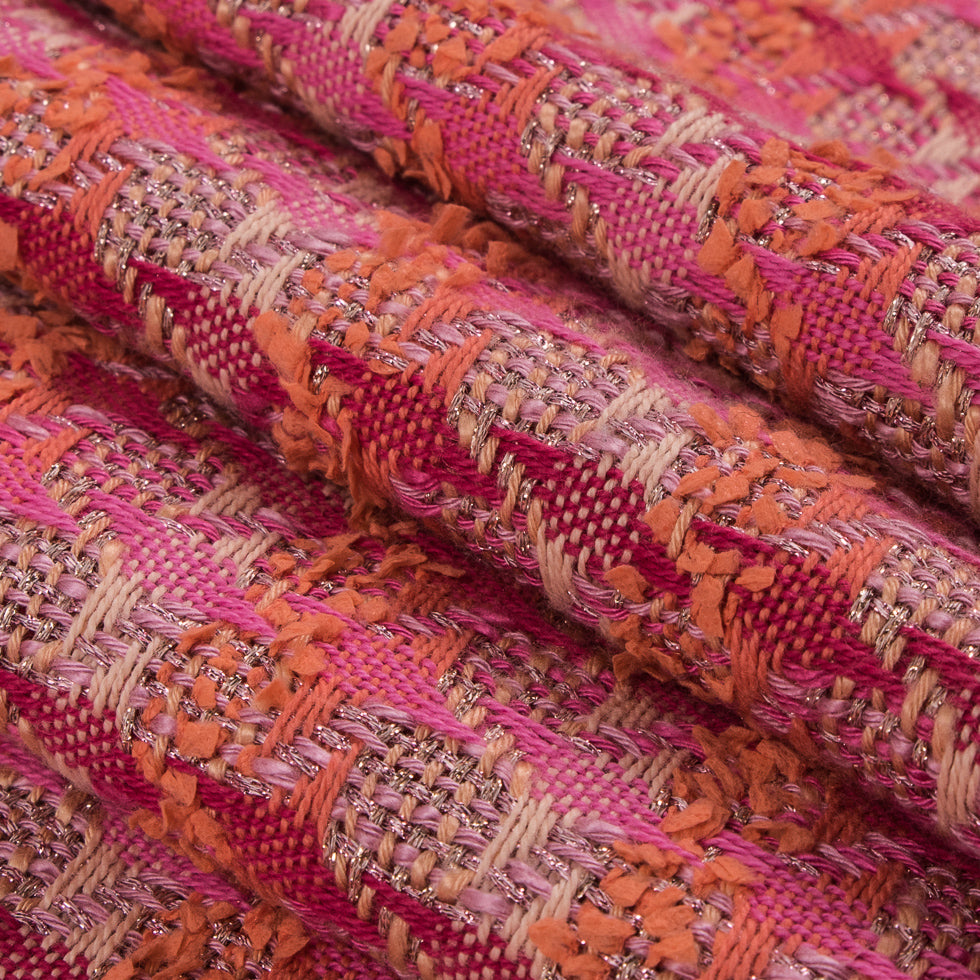 Pink/Orange Metallic Cotton Tweed - Folded