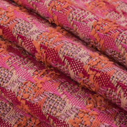 Pink/Orange Metallic Cotton Tweed - Folded