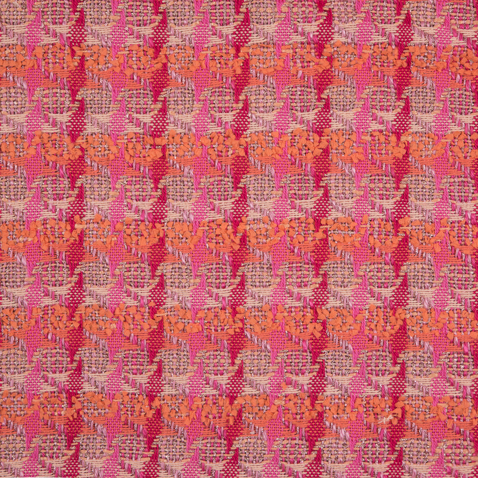 Pink/Orange Metallic Cotton Tweed