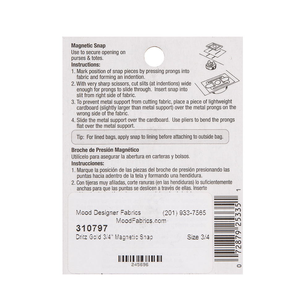 Dritz 3/4 Gold Magnetic Snaps - Detail