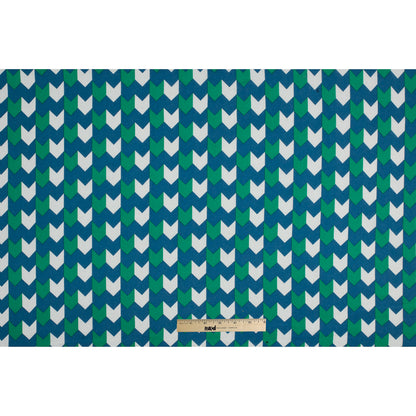 Daphne/Deep Mint/White Striped Chevron Printed Stretch Cotton Voile Full
