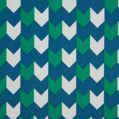 Daphne/Deep Mint/White Striped Chevron Printed Stretch Cotton Voile
