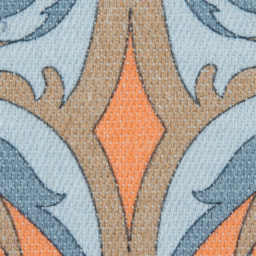 Nectarine/Dusk Blue/Maize Floral Printed Cotton Blend w/ Give Detail