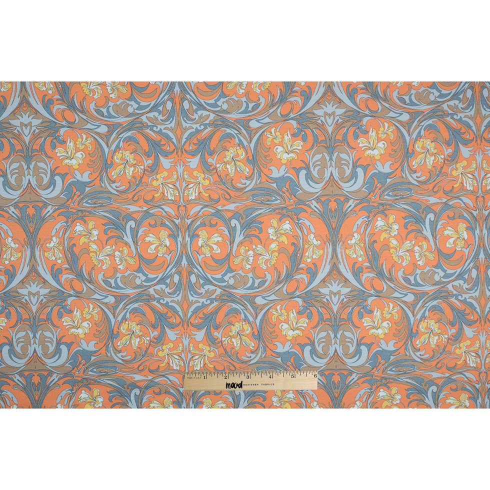 Nectarine/Dusk Blue/Maize Floral Printed Cotton Blend w/ Give Full