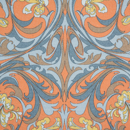 Nectarine/Dusk Blue/Maize Floral Printed Cotton Blend w/ Give