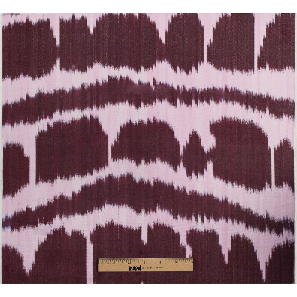 Oscar de la Renta Pink/Wine Ikat Silk-Cotton Satin Folded