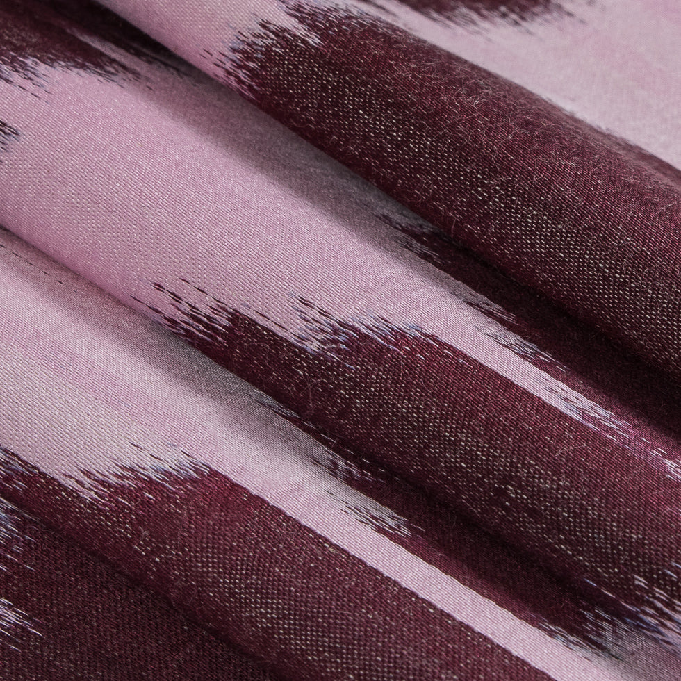 Oscar de la Renta Pink/Wine Ikat Silk-Cotton Satin Detail