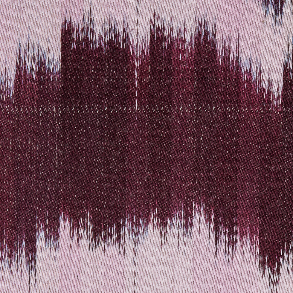 Oscar de la Renta Pink/Wine Ikat Silk-Cotton Satin Full