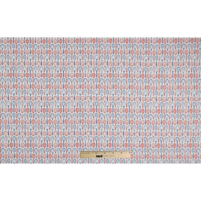Red/White/Blue Tennis Racquet Printed Organic Cotton Shirting Folded