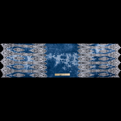 Denim and Ivory Novelty Cotton Lace - Folded