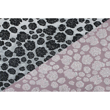 Metallic Silver/Pink Floral Polyester Brocade - Full