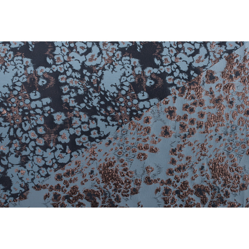 Metallic Bronze and Blue Leopard Brocade - Folded