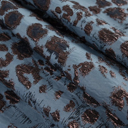 Metallic Bronze and Blue Leopard Brocade - Detail