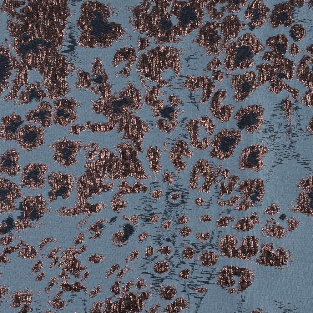 Metallic Bronze and Blue Leopard Brocade