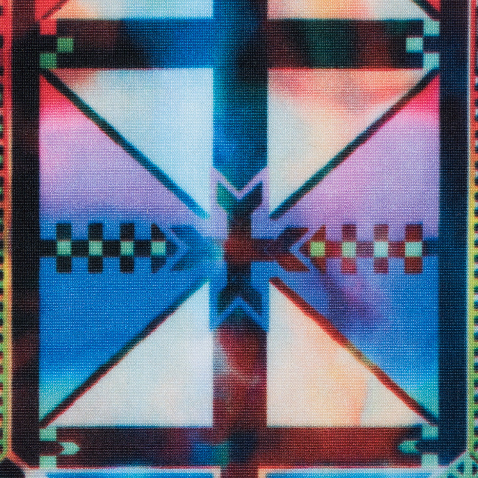 Max-Dri Performance Tricot, Anti-Microbial - Blue and Multi-Colored Geometric Detail