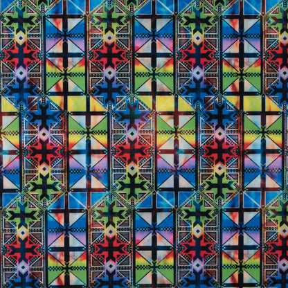 Max-Dri Performance Tricot, Anti-Microbial - Blue and Multi-Colored Geometric