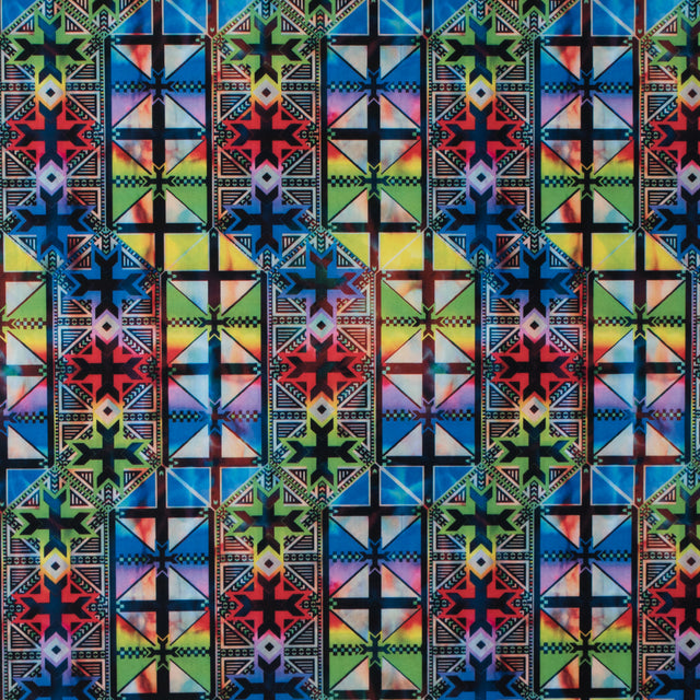 Max-Dri Performance Tricot, Anti-Microbial - Blue and Multi-Colored Geometric