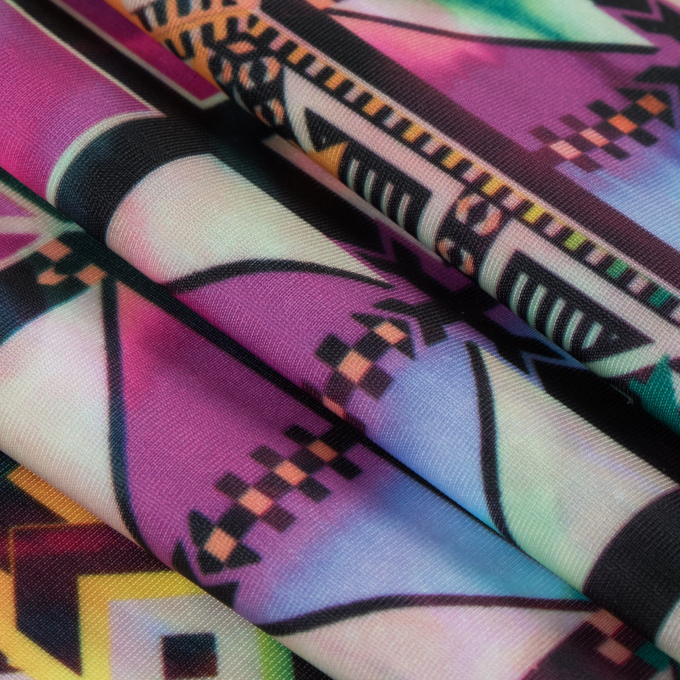 Pink/Multi-Colored Tribal Max-Dri Anti-Microbial Performance Tricot - Folded