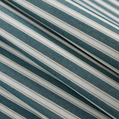 Deep Jungle/Latte/White Shadow Striped Polyester Blended Shirting Folded