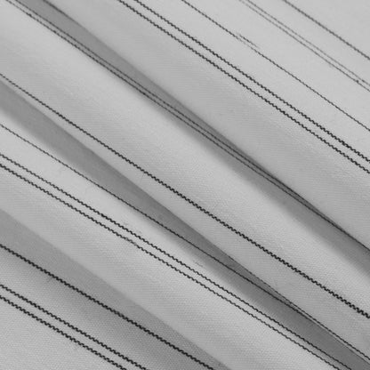 White/Black Pencil Striped Stretch Shirting Folded