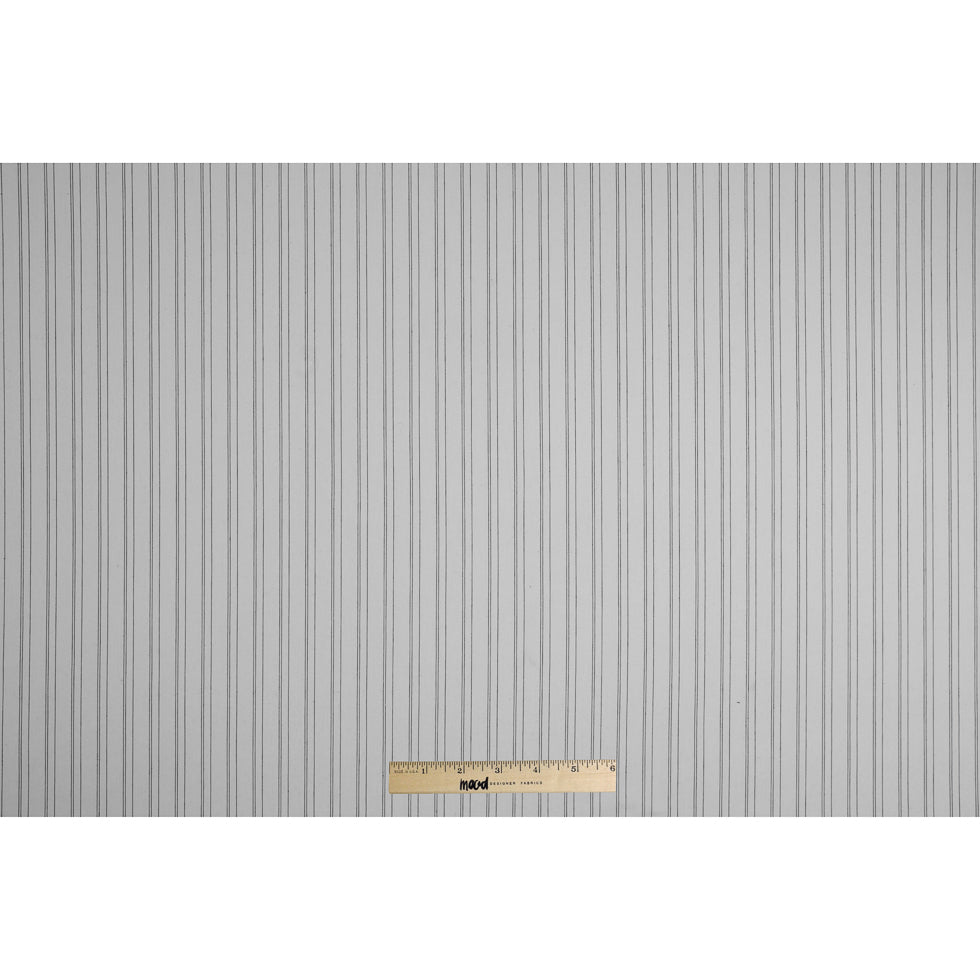 White/Black Pencil Striped Stretch Shirting Full
