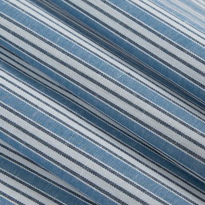 Powder Blue/Bijou Blue/White Shadow Striped Cotton Shirting - Folded