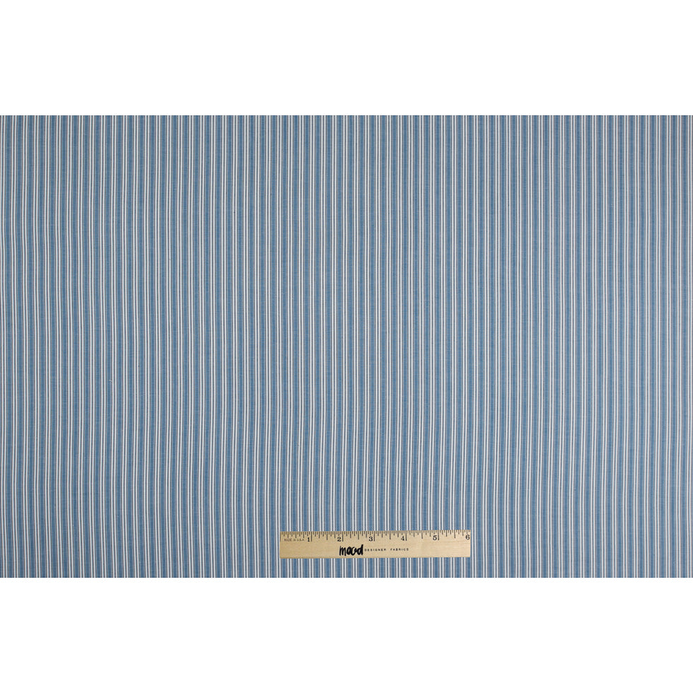 Powder Blue/Bijou Blue/White Shadow Striped Cotton Shirting - Full