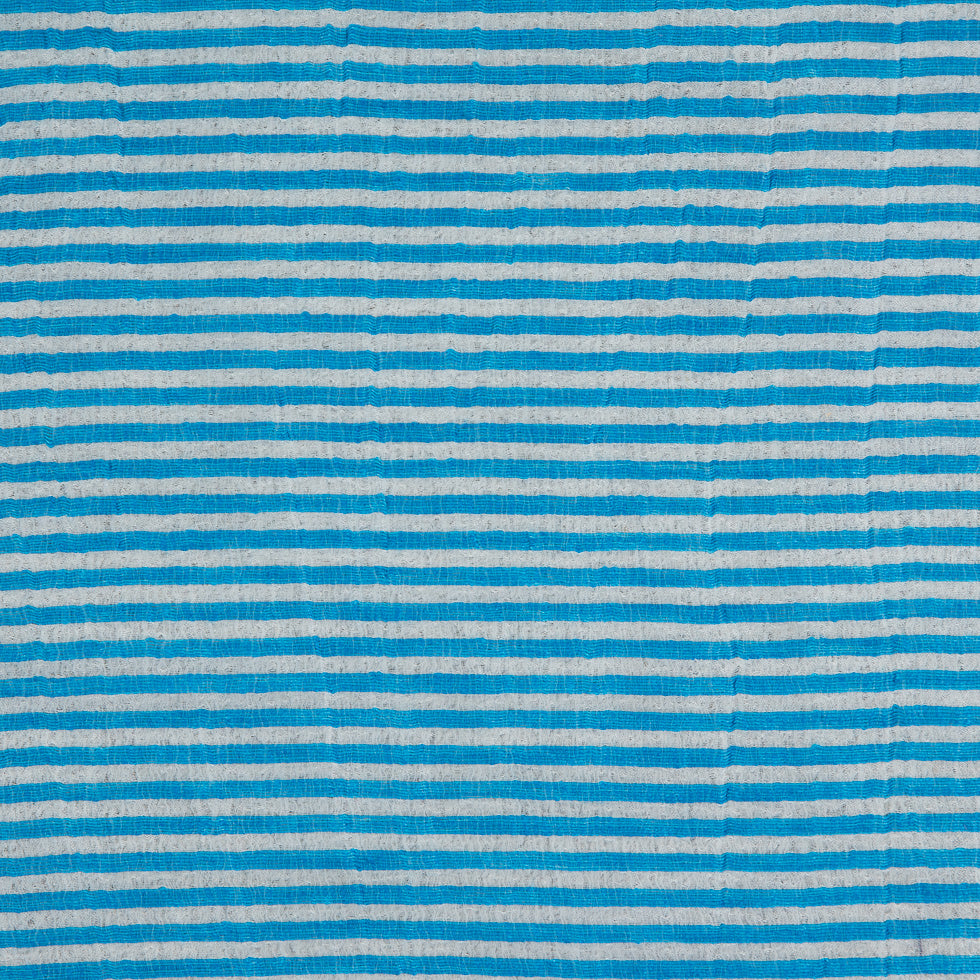Malibu Blue/White Candy Striped Crinkled Organdy