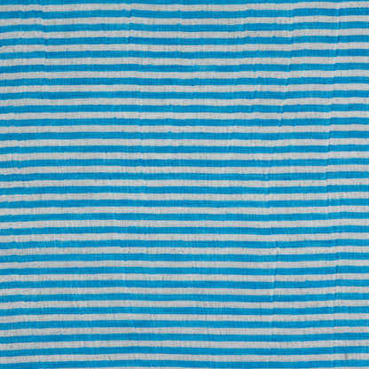 Malibu Blue/White Candy Striped Crinkled Organdy