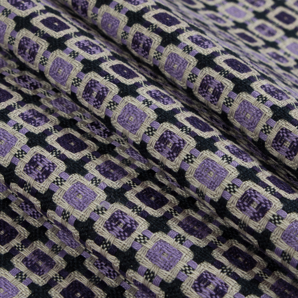 Violet/Amaranth Purple Geometric Blended Woven Folded