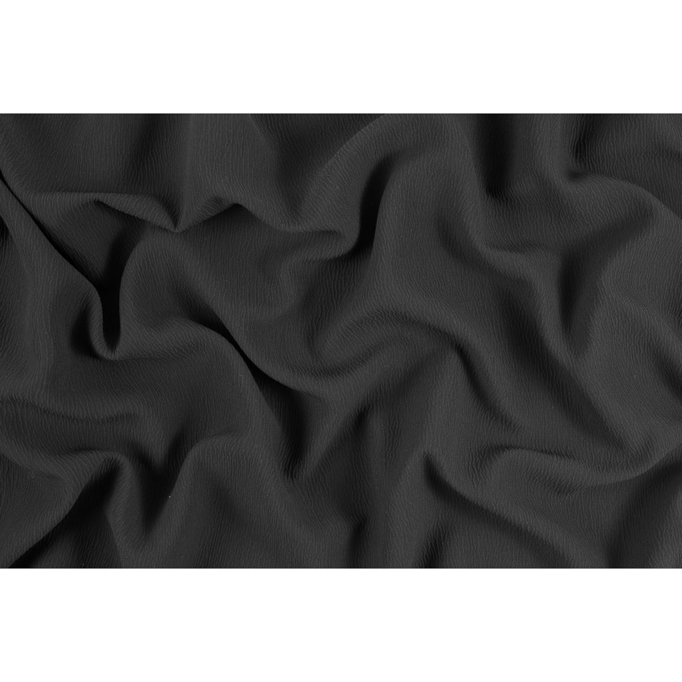Black Textural Blended Silk Double Cloth Folded