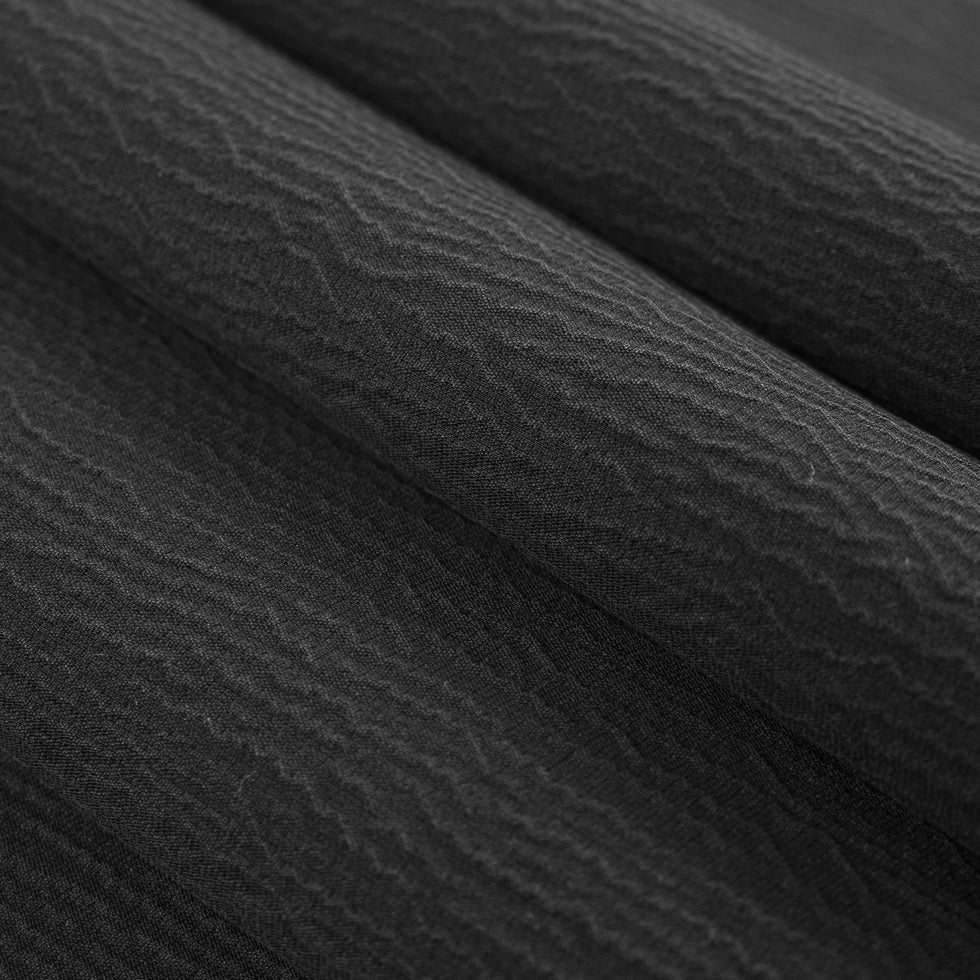 Black Textural Blended Silk Double Cloth Detail