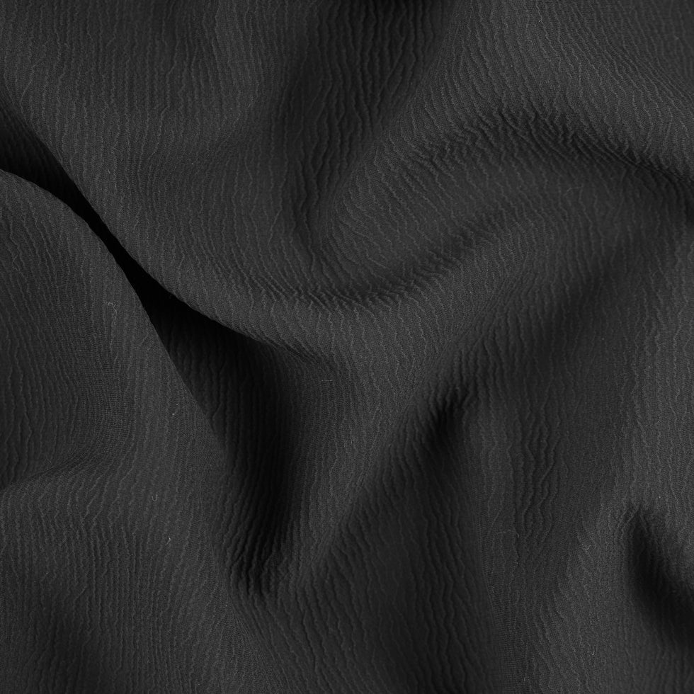 Black Textural Blended Silk Double Cloth