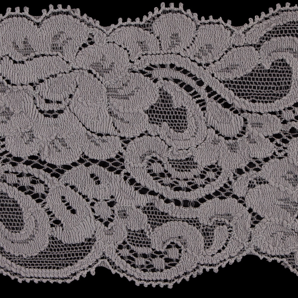 Gray Stretch Lace Trim - 3" Detail