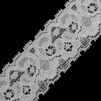 White Stretch Lace Trim - 1" Detail