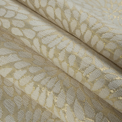 Metallic Ivory/Natural Classical Polyester Jacquard/Brocade Folded